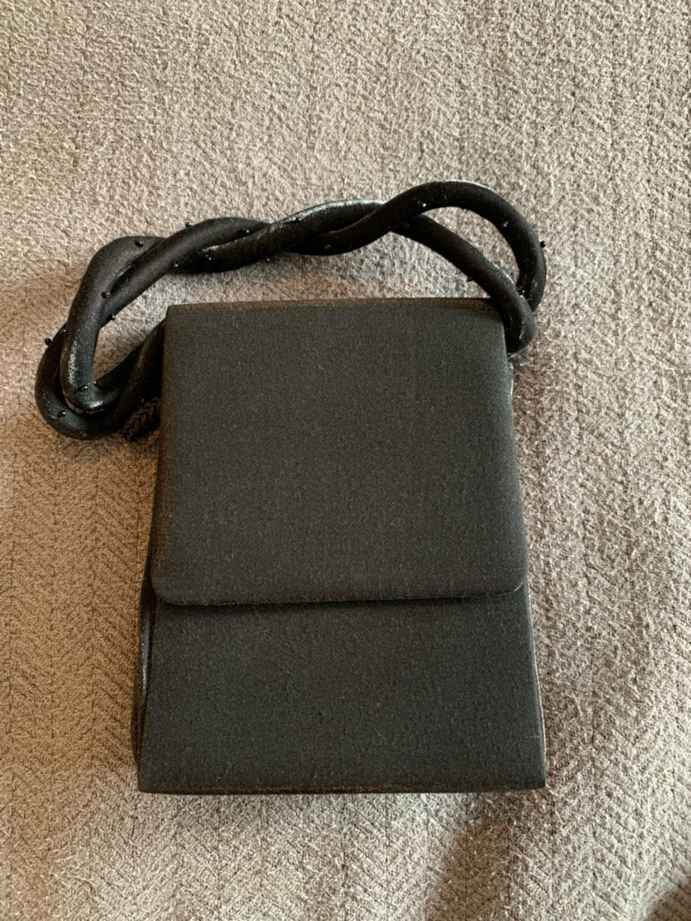 Black Satin Wristlet Bag with Optional Shoulder Strap